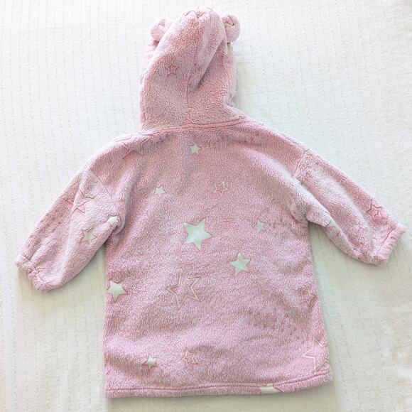 Girls Pink Stars Fleece Oversized Hoodie Blanket size 3-4 - Picture 3 of 4
